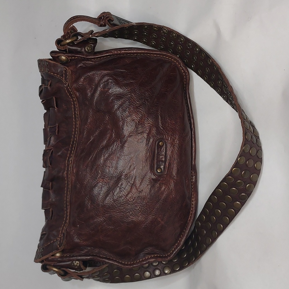 Frye Stacy Brown Woven Leather Shoulder Bag - Picture 2 of 5